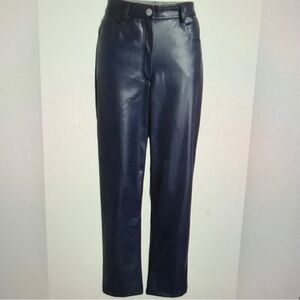 Halogen Navy Straight Leg Faux Leather Pants